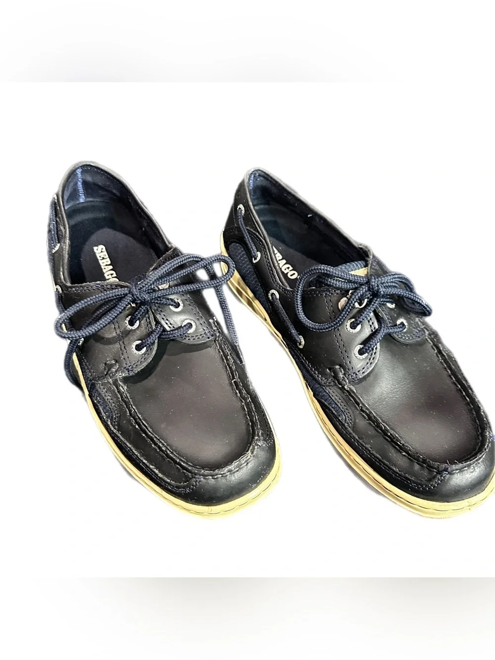 Sebago Men’s Leather Navy Lace-Up Deck Boat Casual Shoes Size US 8